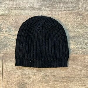 NWT J Crew Factory Chunky Knit Black Ribbed Beanie Winter Hat in Black